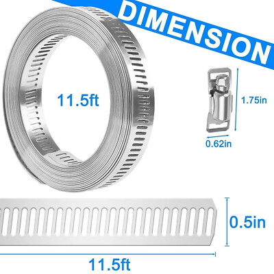 128 Worm Gear Hose Clamp, 1/2" Wide Band, 301 Stainless Steel Band And Screw, 620 Series - View #7