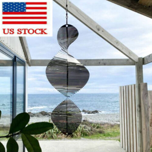 3D Wind Chimes Metal Helix Spinners Outdoor Garden Yard Hanging Decor Ornament - Picture 1 of 11