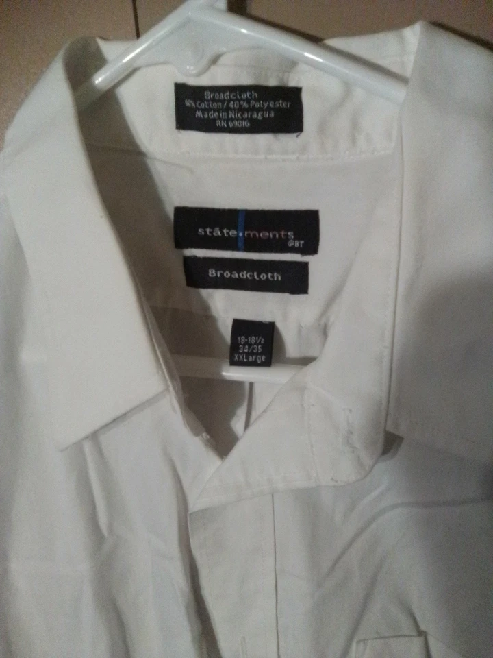 Statements Broadcloth Men's Button Up Long Sleeve Shirt Size XXL 18-18,1/2,34-35 - Image 2 of 4