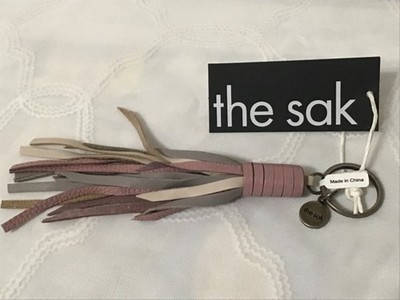 The SAK leather tassel hang tag key chain charm, NEW