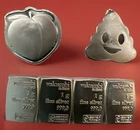 6 X 1 Gram .999 Fine Silver Valcambi Bars And Peach And Poop Pieces- Rare