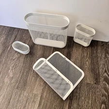 IKEA SKÅDIS White Mesh Storage Bins & Shelf Set | Metal Organizer | 5-Piece Lot