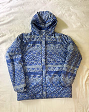 Columbia Kids Girls XL Hooded Insulated Puffer Jacket Blue/White Geometric