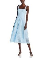 French Connection Abana Biton Broderie Midi Sundress Women's 12 Cashmere Blue