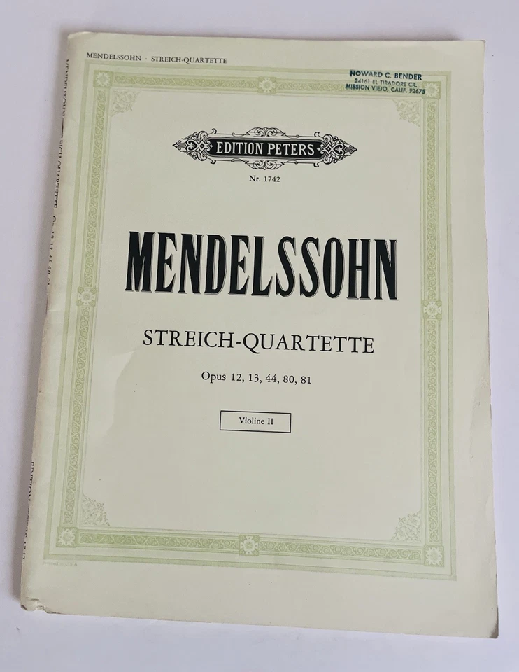 Edition Peters 2 x Mendelssohn, Beethoven Streichquartette + Mozart Sheet Music - Image 4 of 4