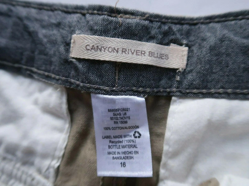 NEW Canyon River Blues Boys Cotton Solid Beige Cargo Khaki Shorts Youth 16 - Image 4 of 4