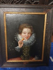Ölgemälde 17. Jh. Adelige Junge Dame  Alter Holzrahmen ca. 325 x 395 