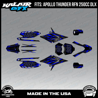 Graphics Kit for Apollo RFZ Thunder 250 (All) Twitch Series-BLUE