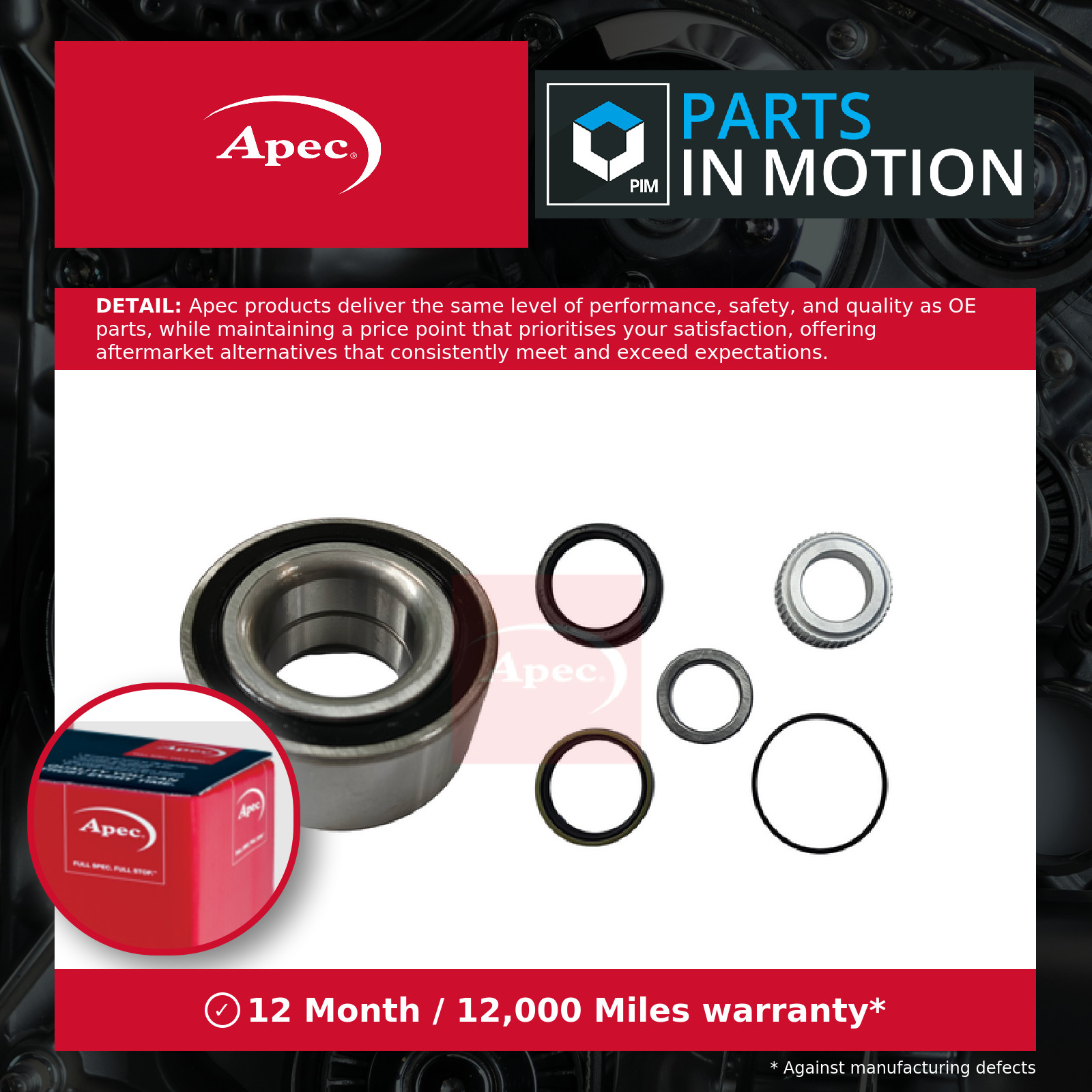 Wheel Bearing Kit Rear AWB1901 Apec 9008036217 9008036217S2 90366T0044 Quality