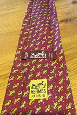 HERM S Silk Tie  Little Crowns  7386 PA Made in France Used AS-IS