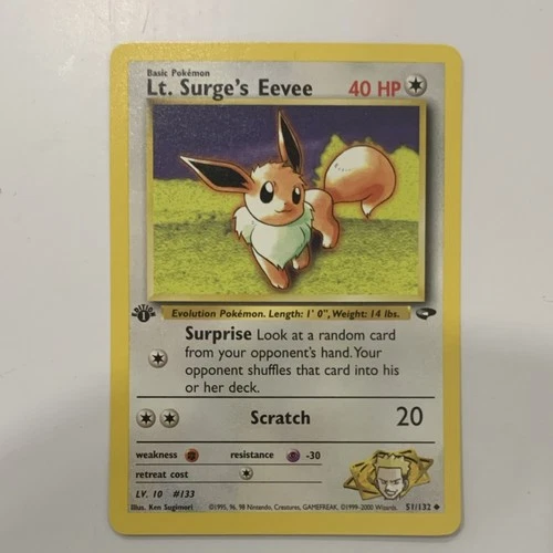 Lt. Surge's Eevee 51/132 Gym Challenge Uncommon Pokémon Card 40 HP 2000