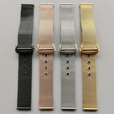 High Quality Milanese Mesh Watch Band 20Mm 22Mm Bracelet Strap Deployant Buckle