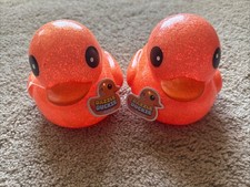 Dazzle Duckze Glitter Orange Jumbo Rubber Duck Unisex Baby Bath Toy Lot Of 2