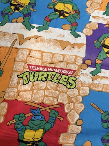 Vintage Teenage Mutant Ninja Turtles Full Flat Sheet 1988 Mirage Studios TMNT - Picture 3 of 15