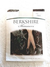 BERKSHIRE Shimmers Pantyhose Size 2 plus Platinum Gray Control Top Ultra Sheers