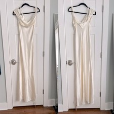 Reformation Ronda Silk Cowl Neck Wedding Maxi Dress Ivory White NEW with tags