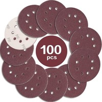 Schleifpapier 125Mm 80 KöRnung 100 StüCk Klett Rund 8 Loch FüR Exzenterschleifer