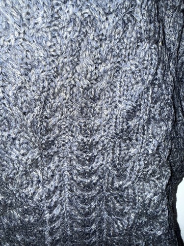 100% Merino Irelandseyes Wool Irish Knit Cardigan Blue Cable Made in ...