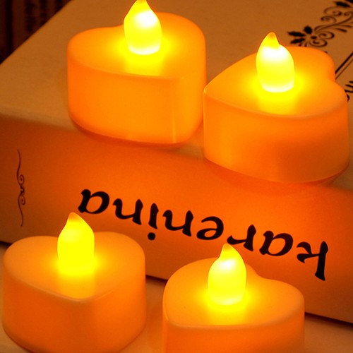 12Pcs Heart-shaped LED Candle Lamps Smokeless Candle Lamps for Scene Layout - Picture 11 of 12