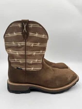 Twisted X Men's Brown Top W/Barbed Wire Cellstretch Leather Comp Toe Size 13D