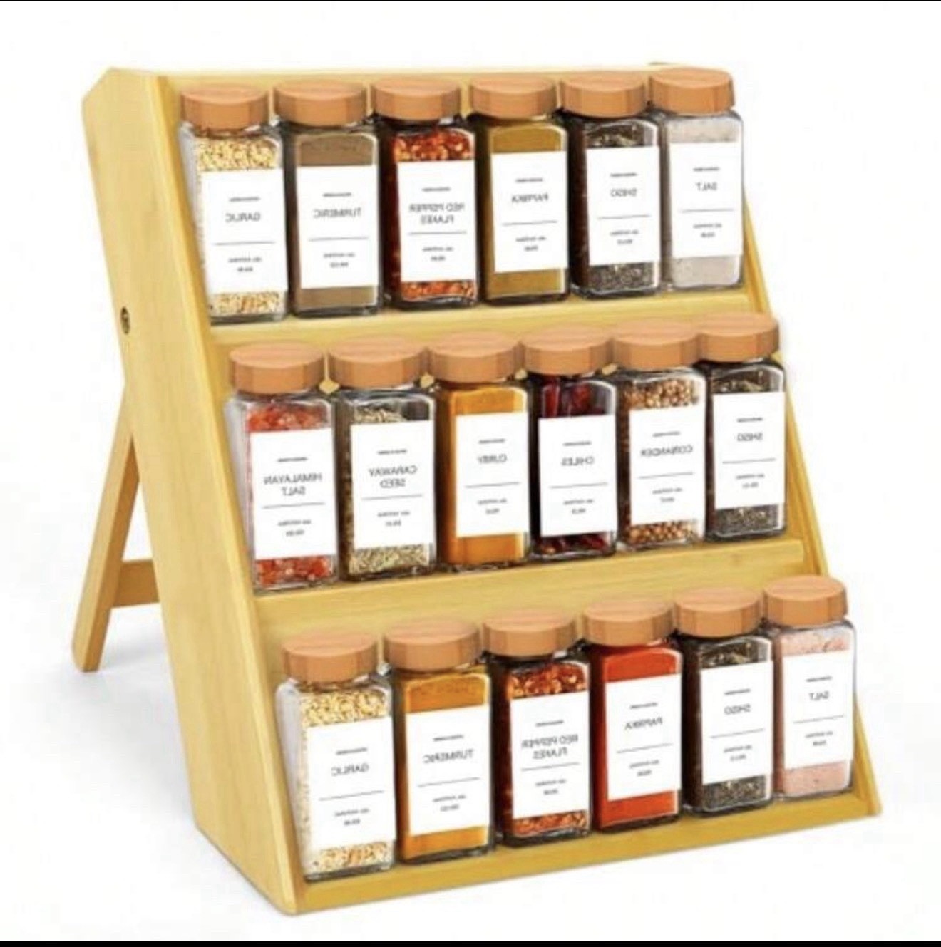 3 Tier Bamboo Spice Rack Organizer Wooden Seasoning Shelf Kitchen Counter