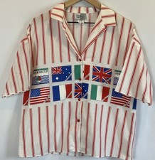 Vintage California Connection Inc. America's Cup Button Up Size L Flags Unique