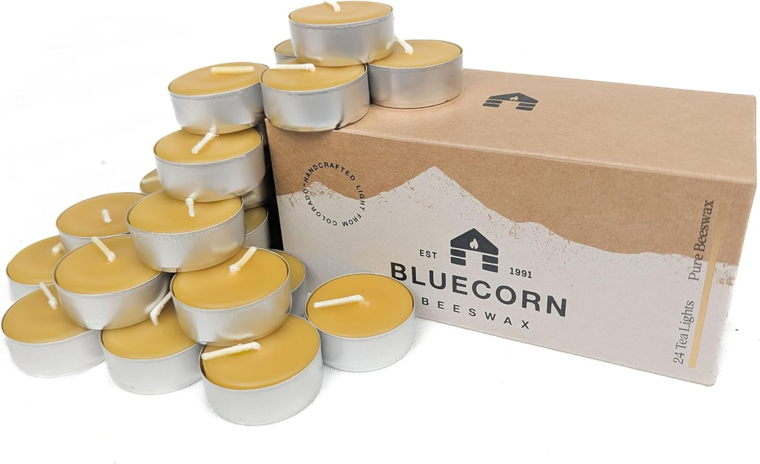 Tea Light Candles, 100% Pure Natural Bees Wax, Yellow Tea Li