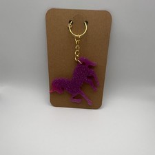 Purple/Gold Metal Unicorn Key Chain, Animal Theme Charm Keychain Women s