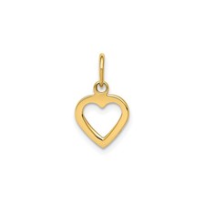 14k Yellow Gold Open Heart Pendant for Women Minimalist Love Charm Necklace