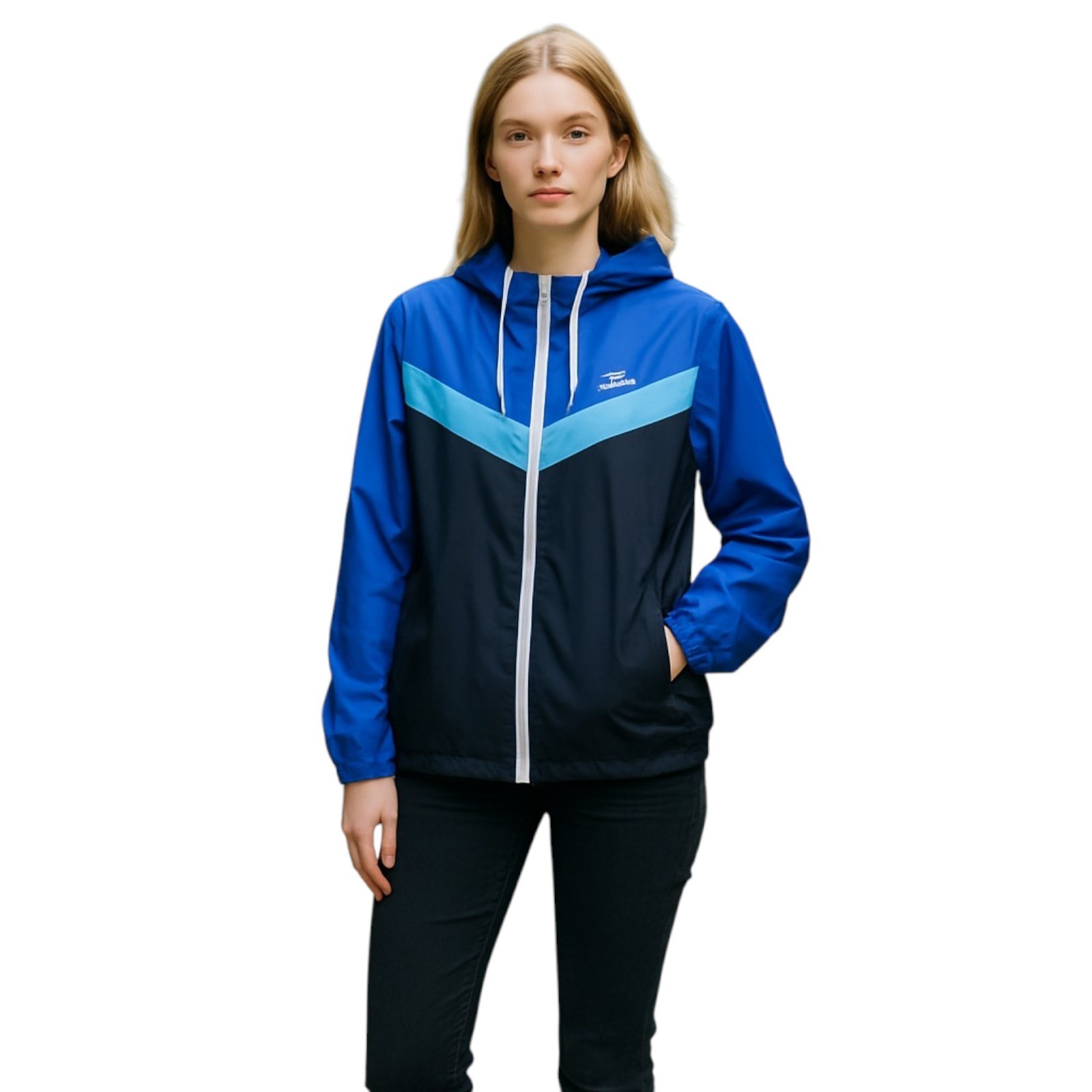 Giacca a vento Fila Sport donna blu e nera live in motion felpa con cappuccio zip intera grande
