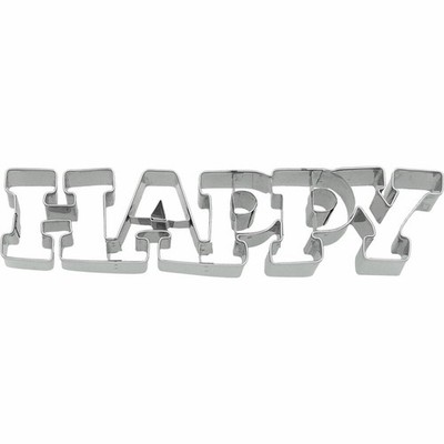 Birkmann Ausstechform Schriftzug Happy Innenprägung Ausstecher Plätzchen 16 cm