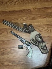 1950s HUBLEY COLT 45 With Leather Holster, Blank Bullet Rounds. Great Condition