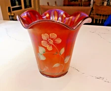 Fenton 100 TH Anniversary FOUNDER'S VASE Hand Painted Ruby Red Glass Signed