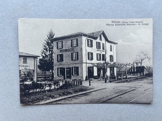 S) Cartolina formato piccolo Albiolo Como ristorante stazione treno ferrovia