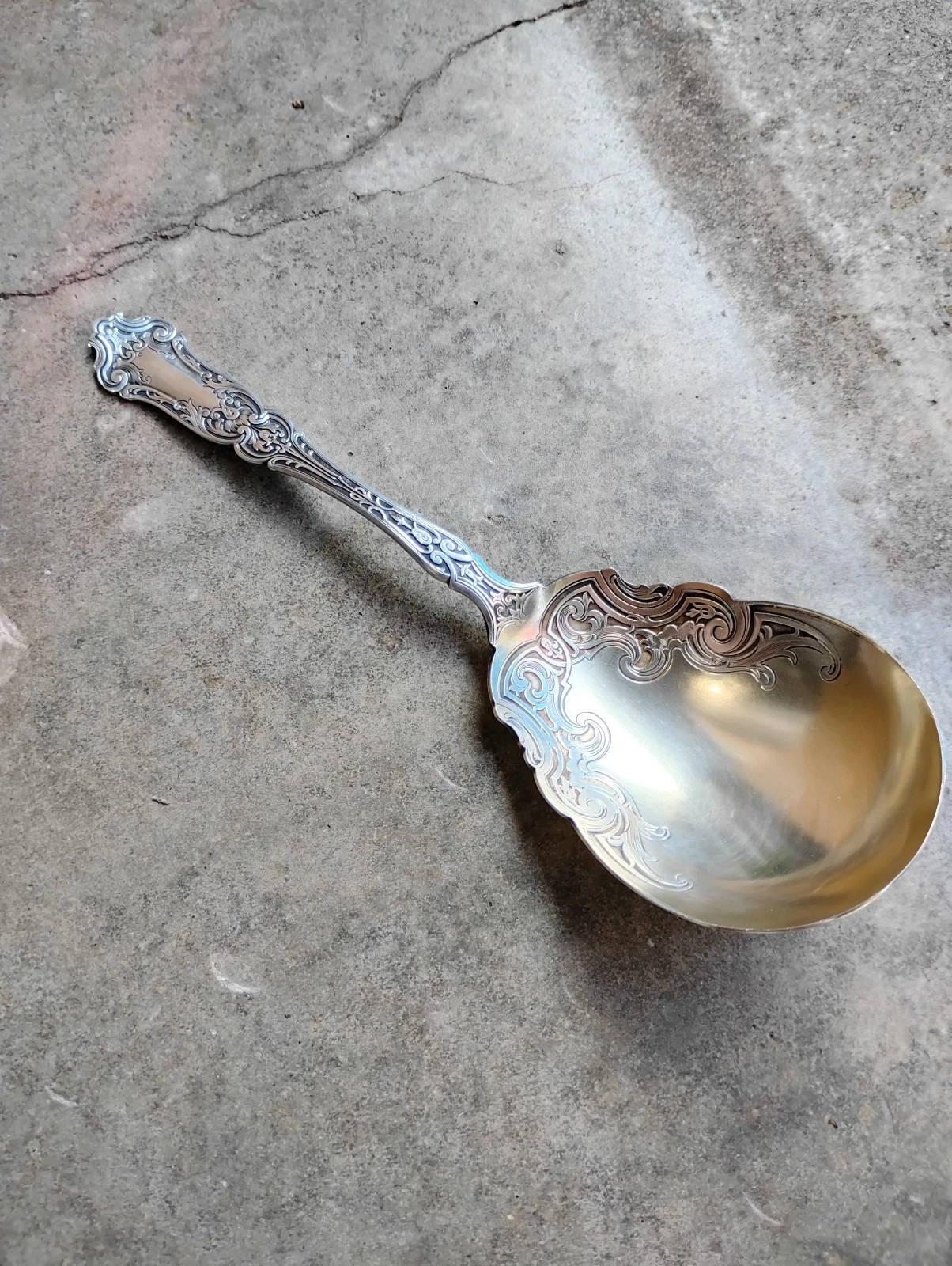 1835 R. Wallace A1 Floral Serving Spoon