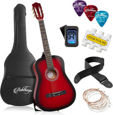38-Inch Beginner Acoustic Guitar Package Red , Basic Starter Kit W/Gig Bag, Str