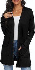 Women's Cardigan Sweater Color Block Button Down Open Front