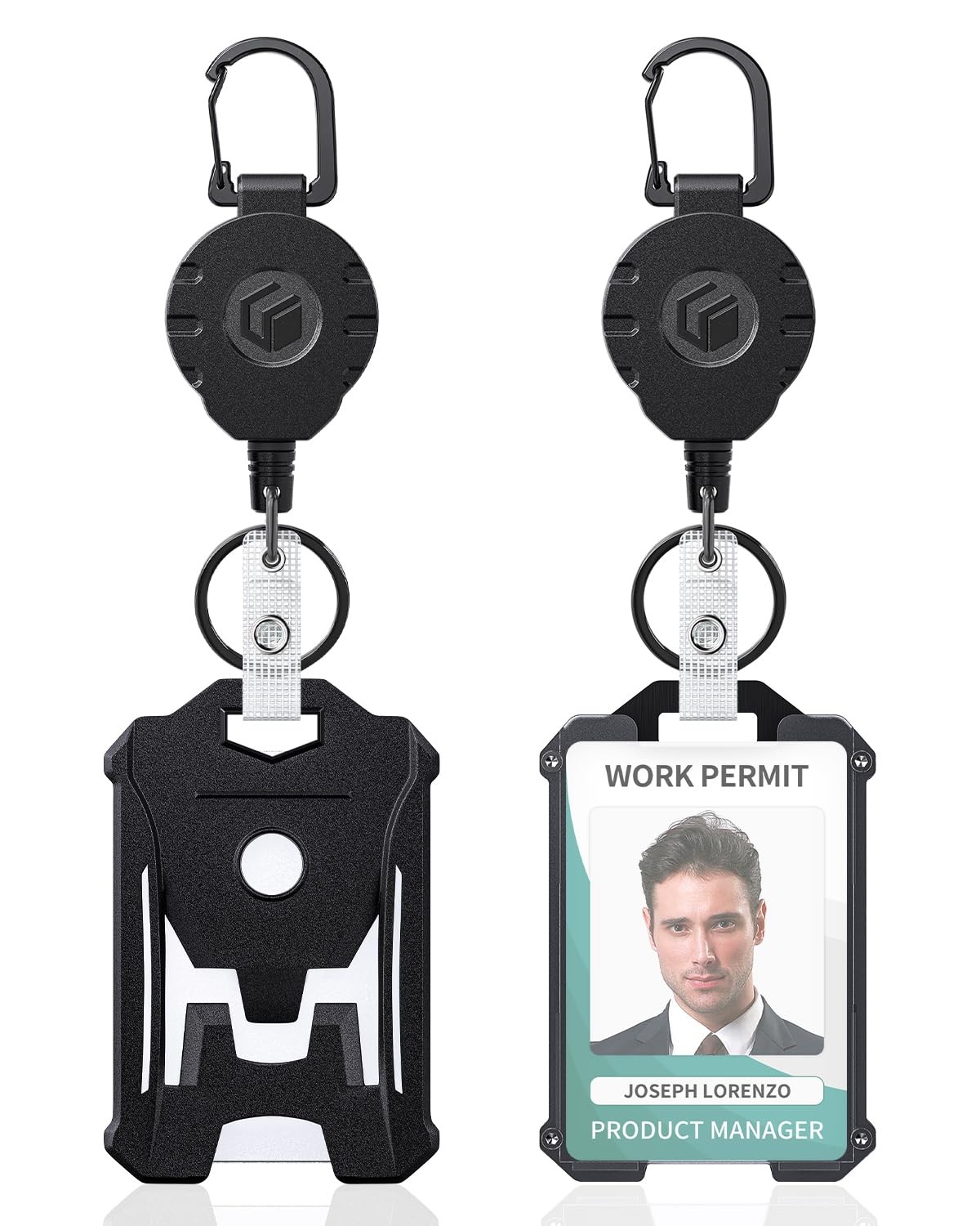 Porte badge rigide anti-perte étui vertical de protection avec anneau porte-clés