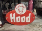 Vintage Hood Ice Cream Sign Painted Metal Gas Pump Dairy Cow Milk Service Sign
