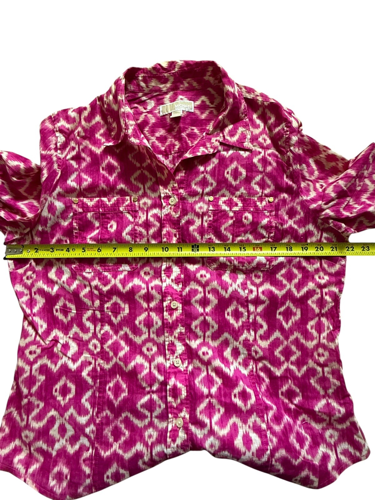 Michael Kors Womens Pink Aztec Button Front Feminine Top Size XL thumbnail 5