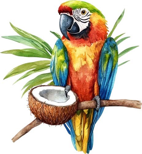 Watercolour Tropical Parrot Wall Art Bedroom Window Vinyl Sticker Decal 6 Sizes