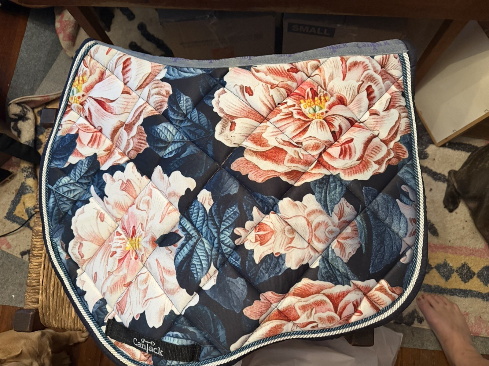 Cantack Navy/Pink Floral AP Saddle Pad New