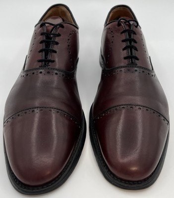 Allen Edmonds ''HALE'' Mens Size 9C Burgundy Oxfords Leather Cap Toe Dress Shoes