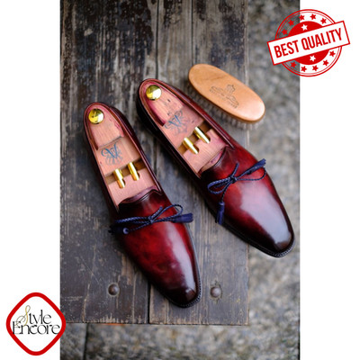 Men s Oxblood Tassel Loafers   Luxury Artisan Crafted Leather Dress Shoes