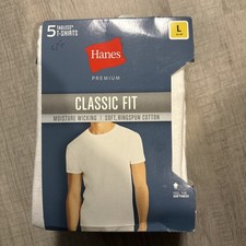 Hanes Premium Men's Short Sleeve Crewneck T-Shirt 5pk - White Size L 42-44 New