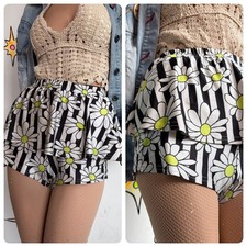 Vintage 90s does 60s Mod GoGo Flower Power Mini Skort Retro Groovy XS