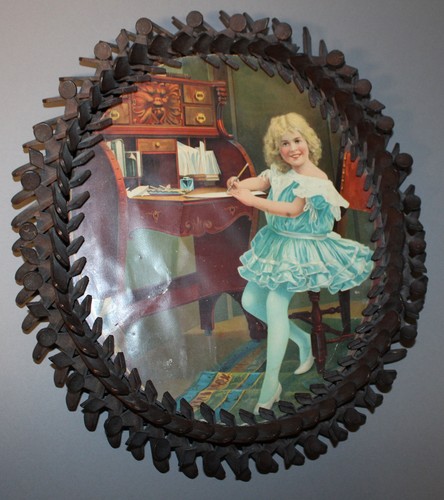 Victorian Folk or Tramp Art Frame with Wooden Puzzle Structure - Picture 6 of 9