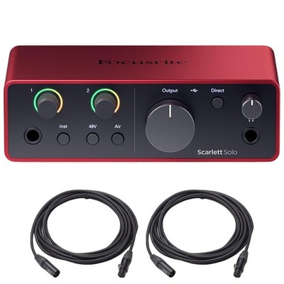 Focusrite Scarlett Solo 4th Gen Audio Interface +2x OnStage XLR to XLR Mic Cable