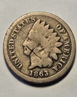 1863 Indian Head Cent 1c Penny, Good Details, Obv Graffiti "X", Exact Coin Shown