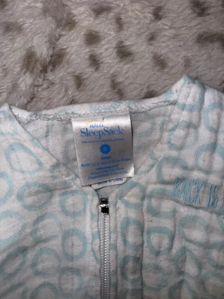 HALO Saco de Dormir Envoltura 100 Algodón Muselina Bebé Azul Círculos Talla Grande 22-28 Lbs Foto 2 de 2